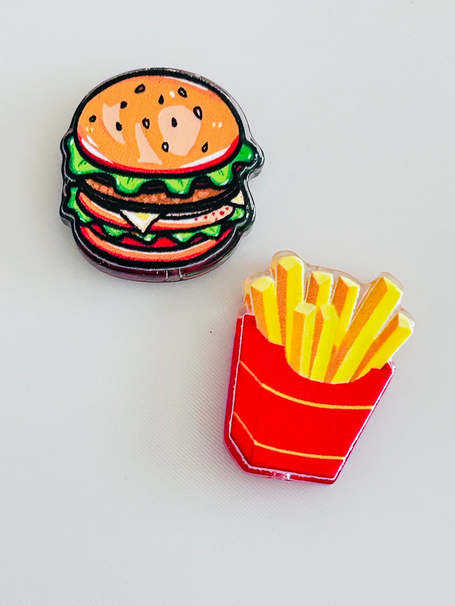 Burger & Fries Acrylic Focal/Bead (2ct)