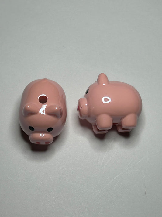 3D Acrylic Pig Focal Bead