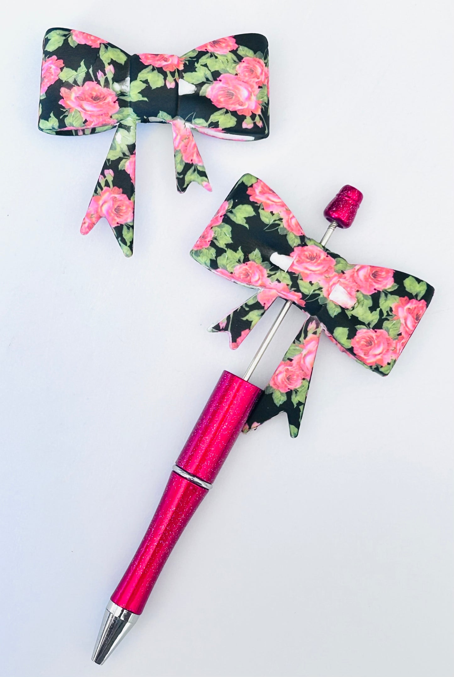 Large Pink Rose Silicone Bow Toppers
