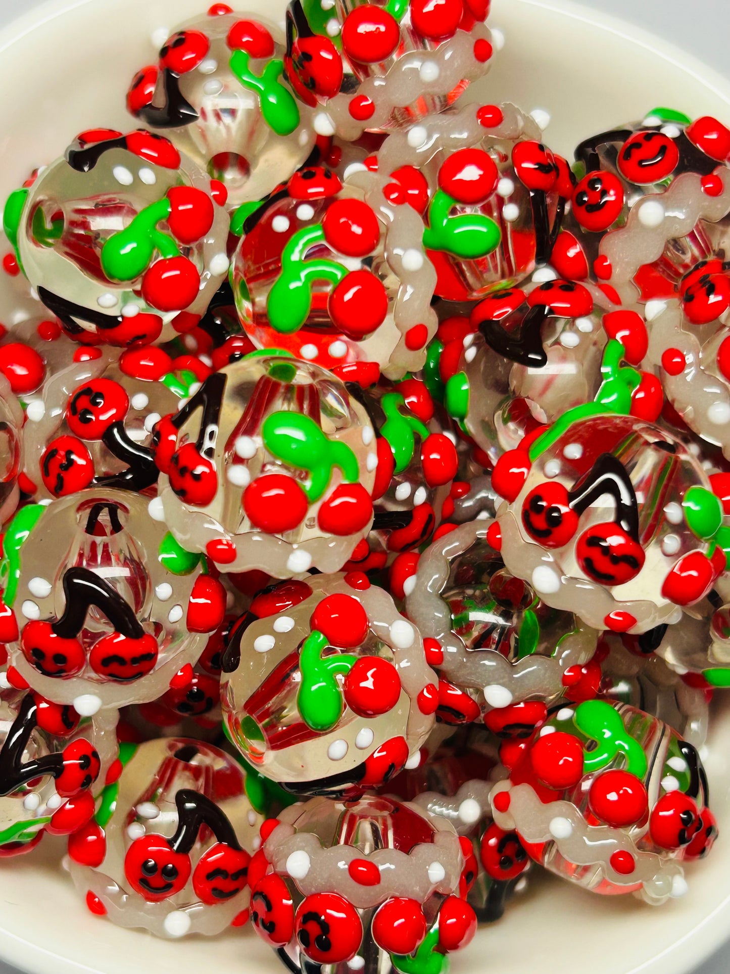 16mm Cherry Hand Painted Bead (12ct)