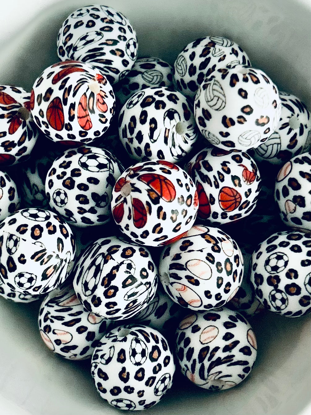 Sports Ball Silicone Bead Mix (12ct)