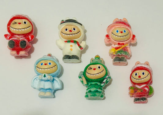 3D Large Fuzzy Christmas Labubu Focal Set (6ct)