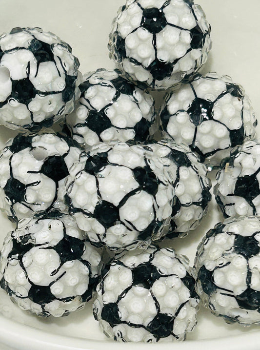 20mm Rhinestone Soccer Ball Acrylic Bead Mix (9ct)