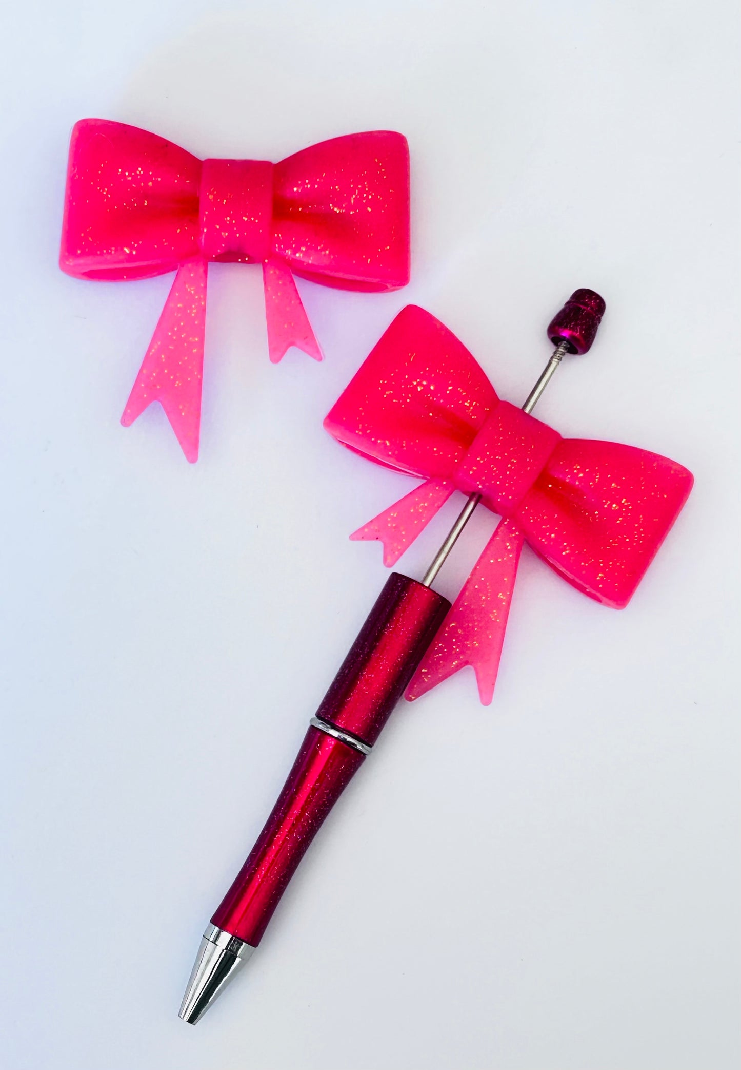Large Glitter Red Silicone Bow Toppers