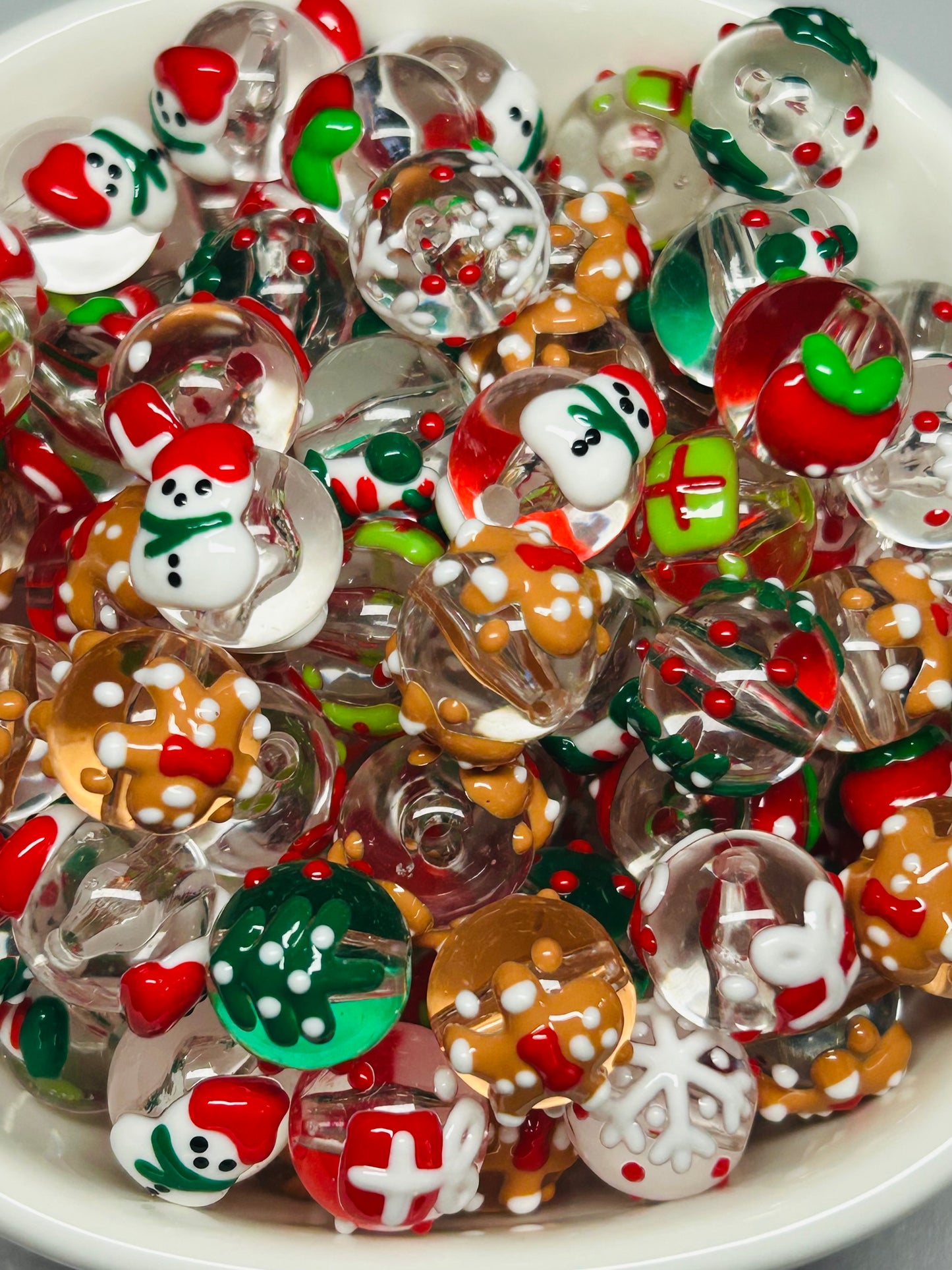 12mm Christmas Hand Painted Bead Mix (20ct)