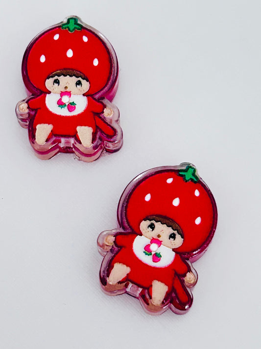 Strawberry Mon Acrylic Focal/Bead (5ct)