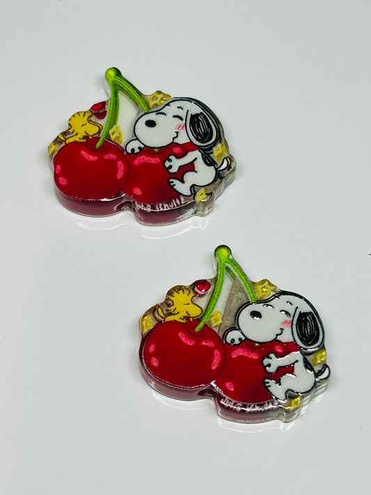 Cherry Snoopy Acrylic Focal/Bead (2ct)