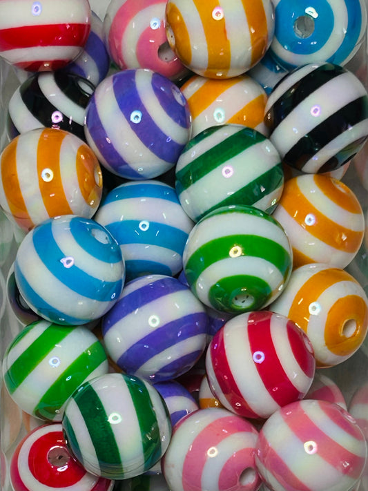 16mm Stripe Acrylic Bead Mix (12ct)