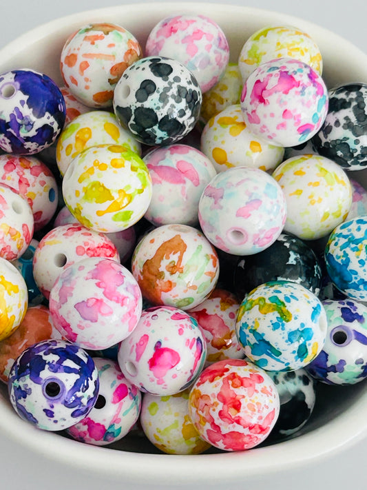 Paint Splatter Acrylic Bead Mix (12ct)