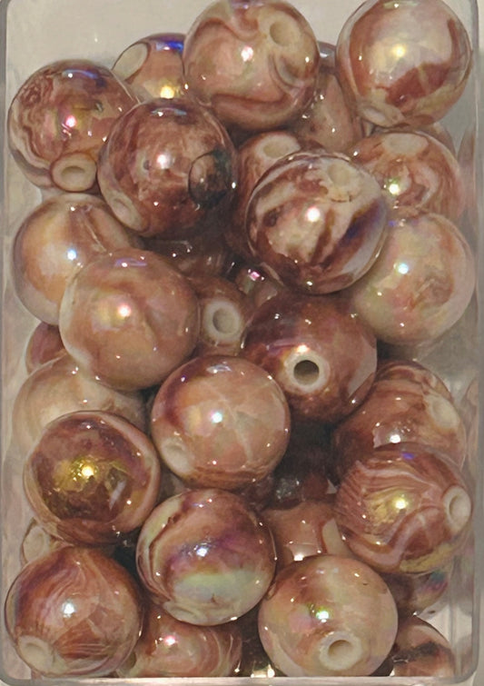 Brown Marble Acrylic Beads (12ct)