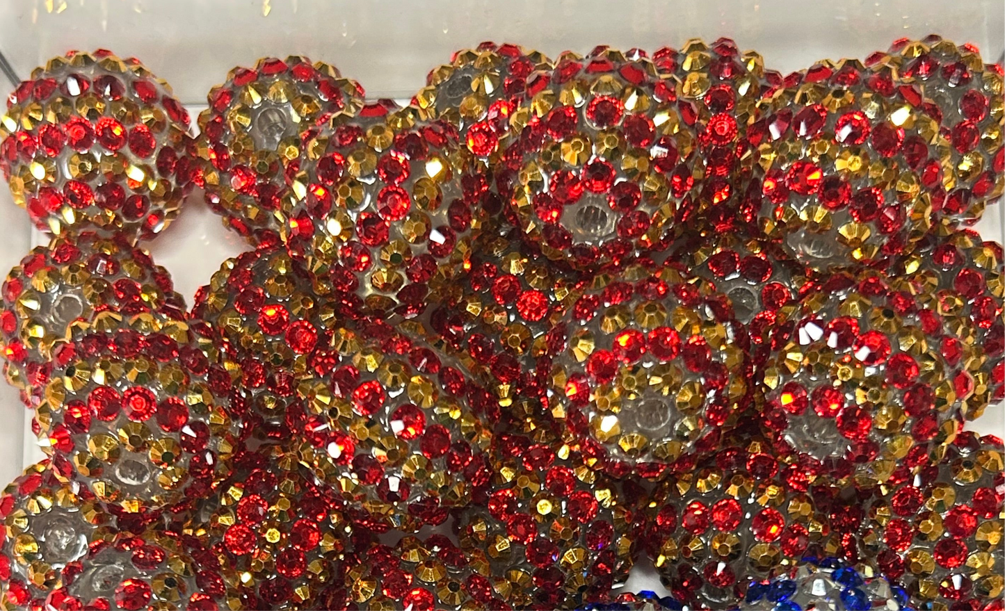 20mm Red & Gold Rhinestone Beads (10ct)