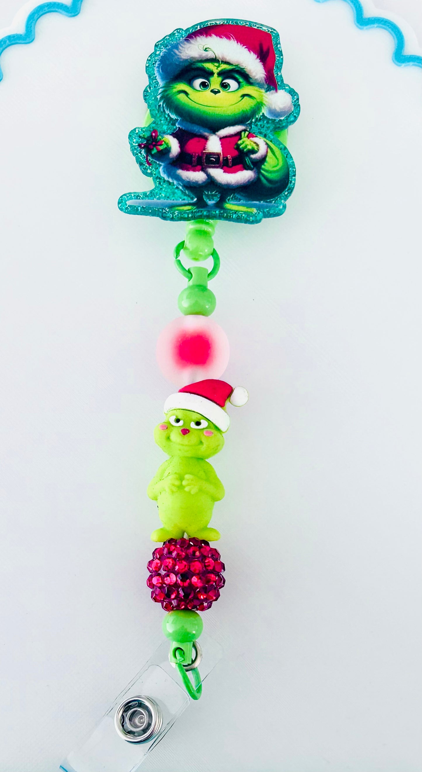 Grinch Beaded Badge Reel