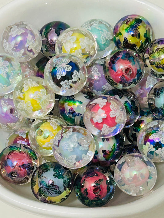 Butterfly Double Layer Acrylic Bead Mix (12ct)