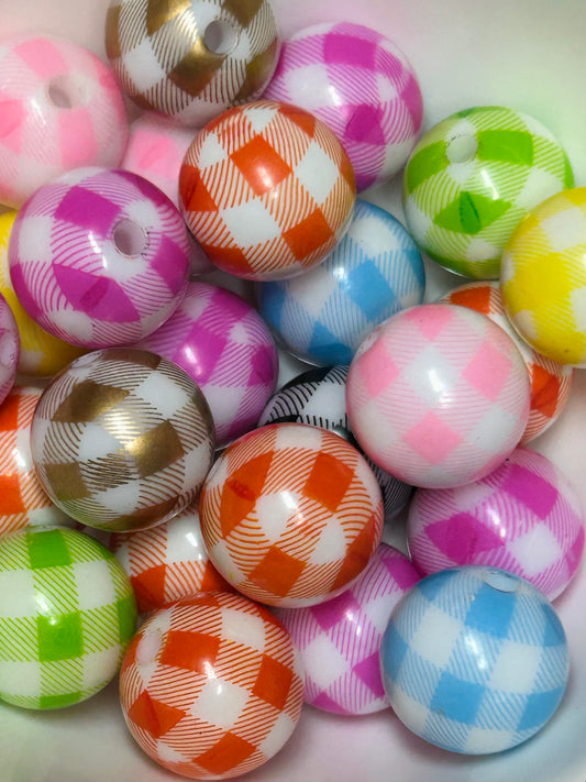 Plaid Colorful Mix Acrylic Beads (12ct)