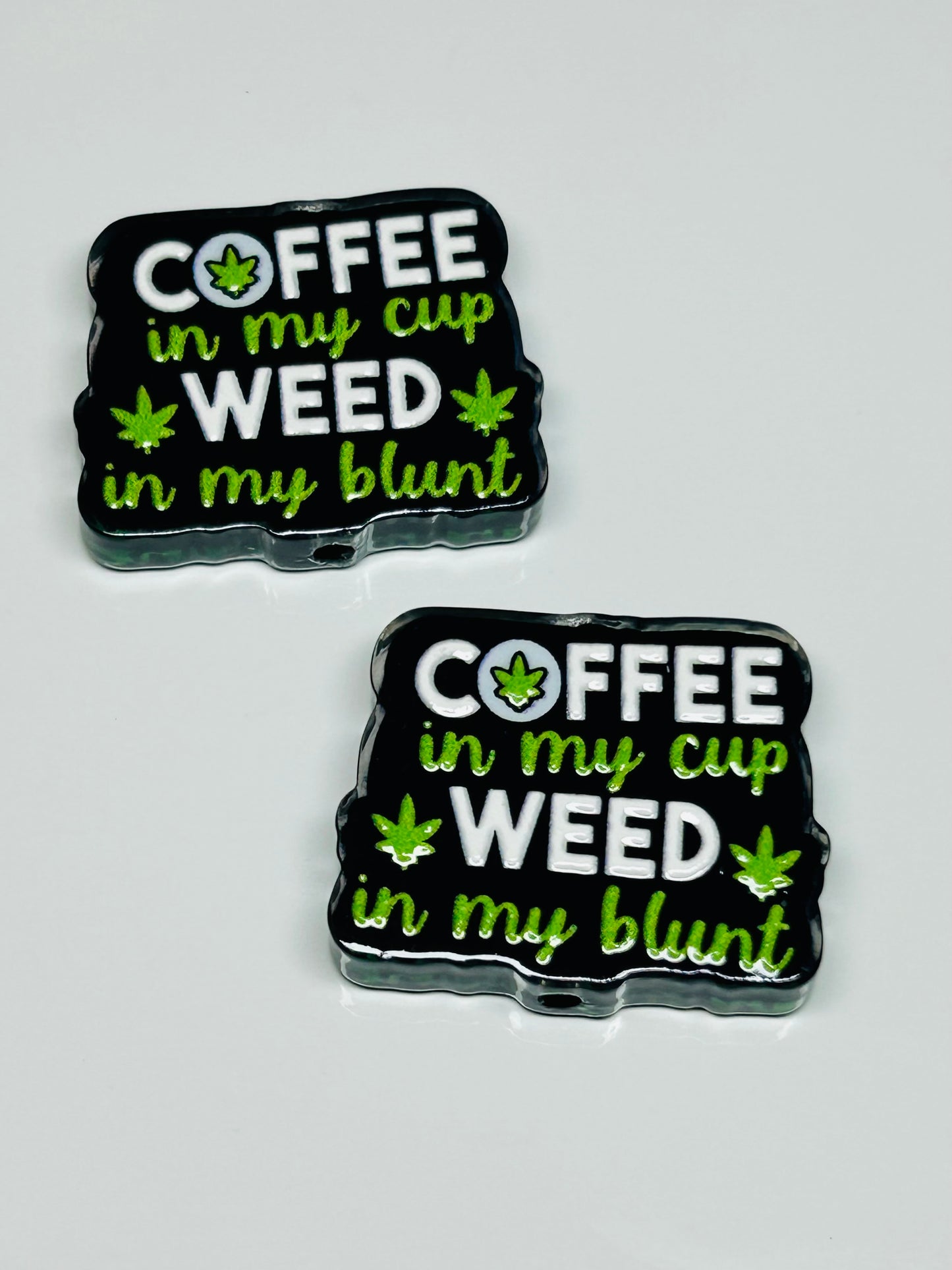 Coffee In My Cup Happy Leaf Acrylic Focal/Bead (2ct)