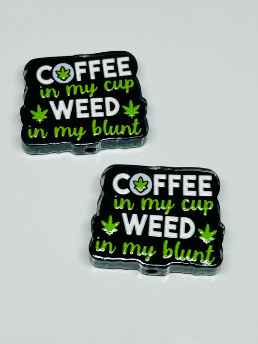 Coffee In My Cup Happy Leaf Acrylic Focal/Bead (2ct)