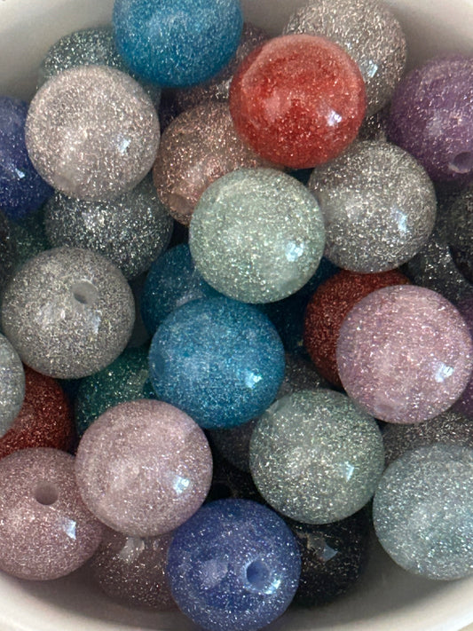 16mm Glitter Acrylic Bead Mix (15ct)