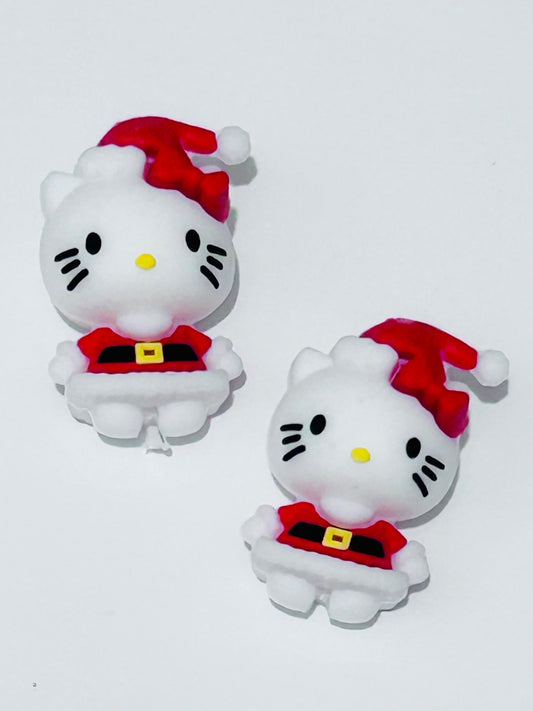 3D Christmas Kitty Silicone Focal (2ct)
