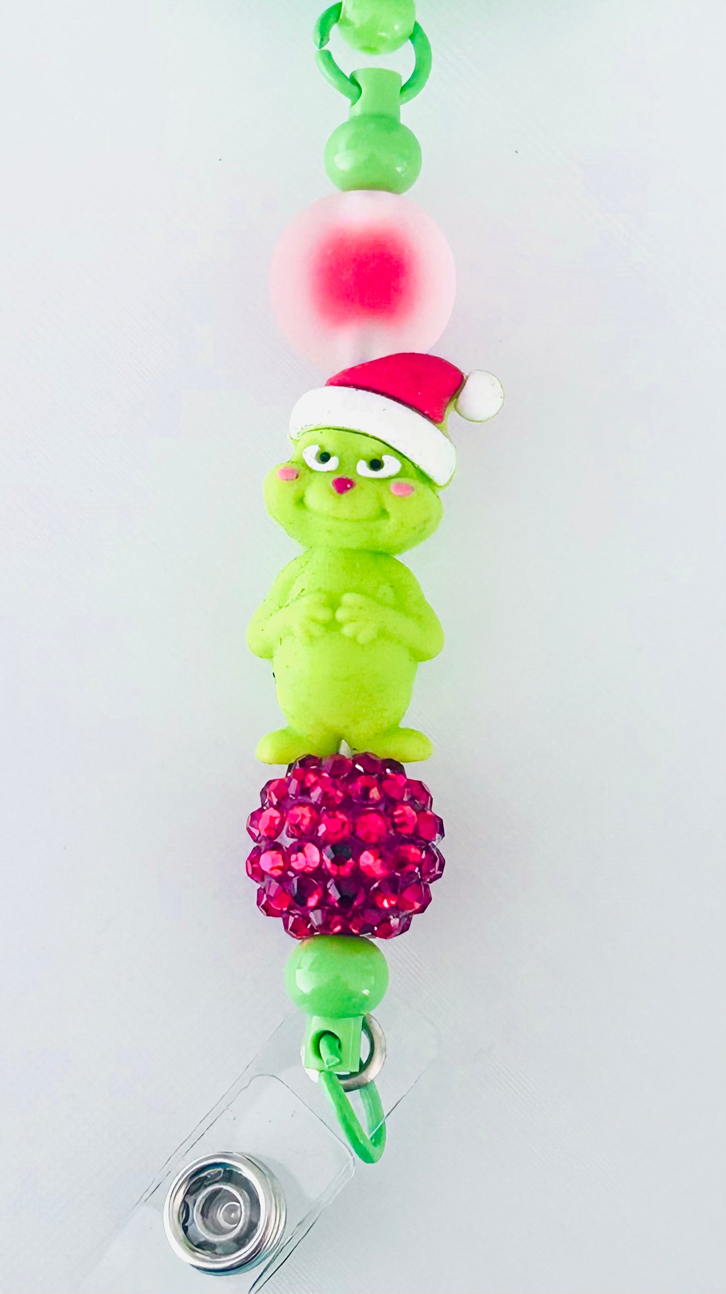 Grinch Beaded Badge Reel