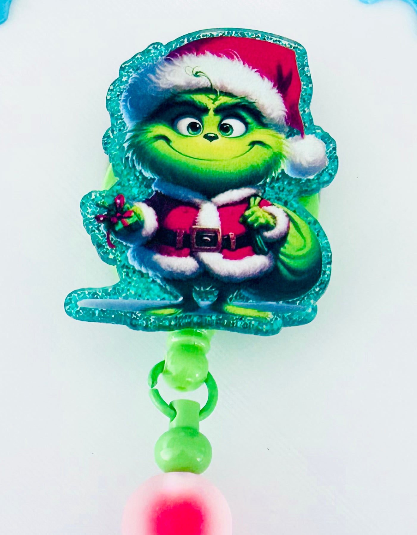Grinch Beaded Badge Reel