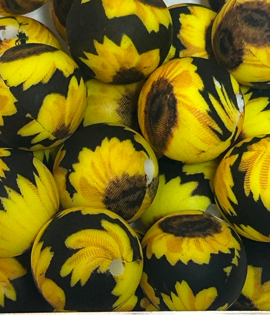 16mm Sunflower Silicone Bead (12ct)