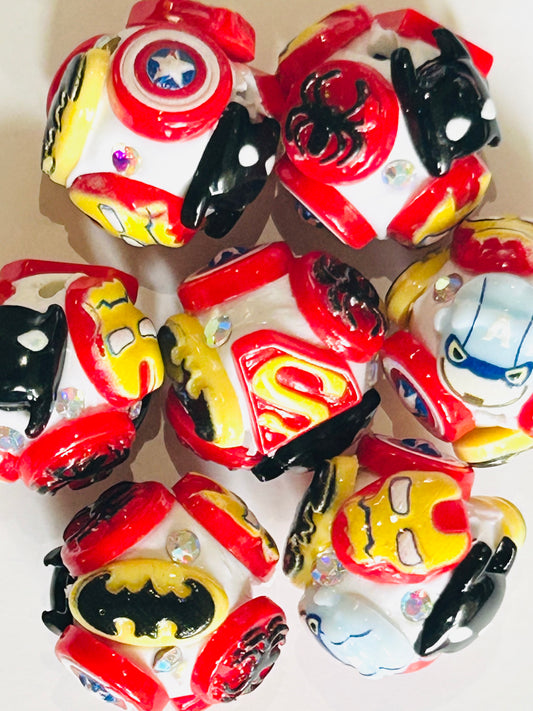 Hero’s Hand Painted Beads (4ct)