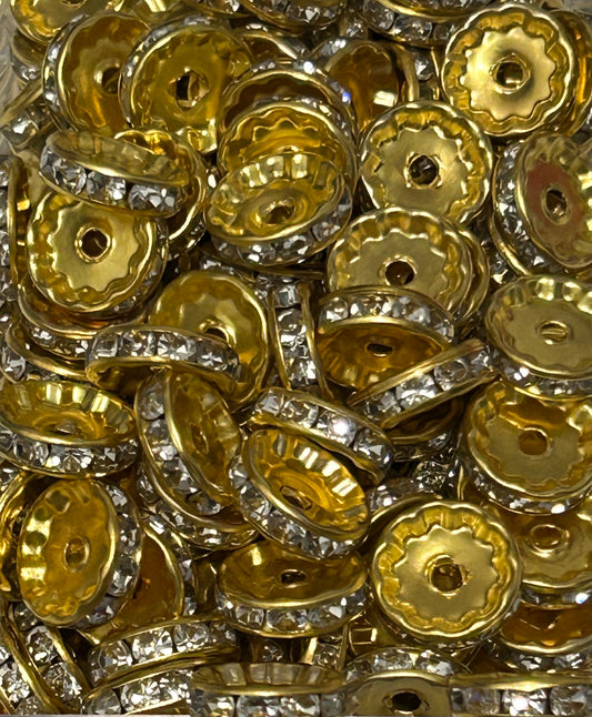 Gold 10mm Bling Straight Spacer (40ct)