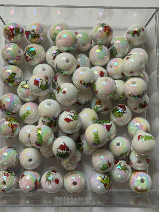 Grinch acrylic beads (20ct)