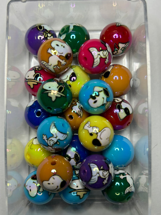 Snoopy Acrylic Mix Bead (12ct)